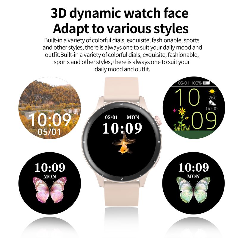 2025 Moderigtigt 3D Dynamisk Urskive Smartur Bluetooth Opkald Kvinders Sundhed Armbånd 1.43” HD Fuld Touchskærm Herre Dame_voghion.com