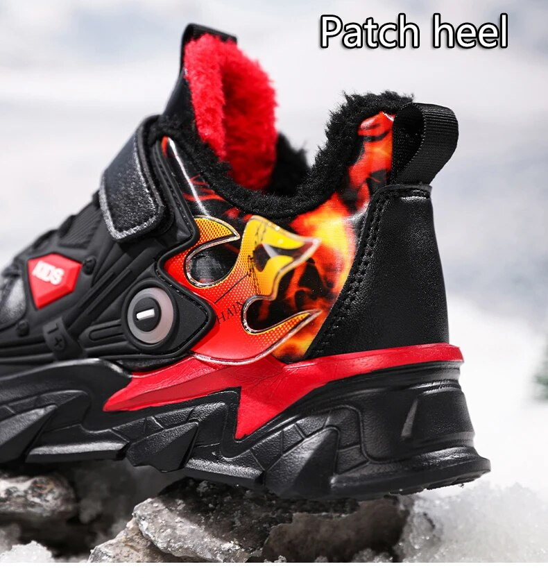 Stivali da neve caldi in pelle impermeabile per bambini, scarpe sportive casual da corsa all'aperto per bambini, neri, autunno, inverno_voghion.com