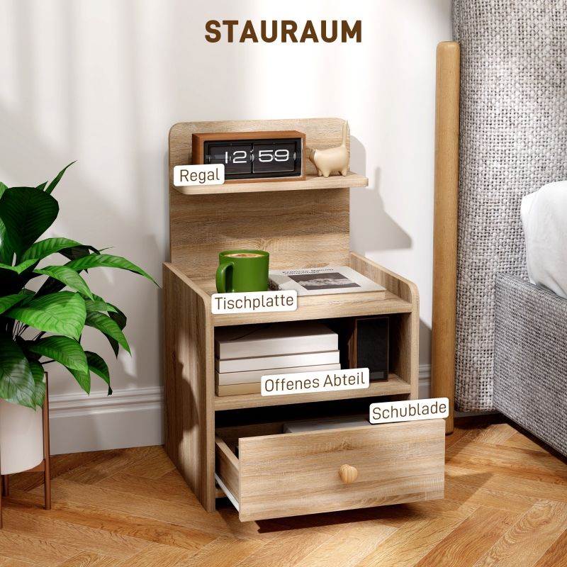 Beistelltisch Mit Stauraum, Nachttisch Aus Spanplatte, Kippsicher, Naturholz_voghion.com