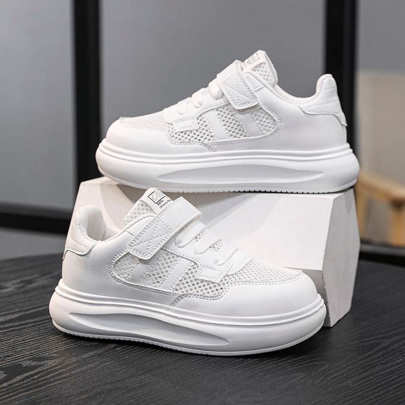 Boys Little White Shoes Girls White Sneakers Children's Board Shoes Kindergarten Primary School Children Running Shoes Mesh Breathable_voghion.com