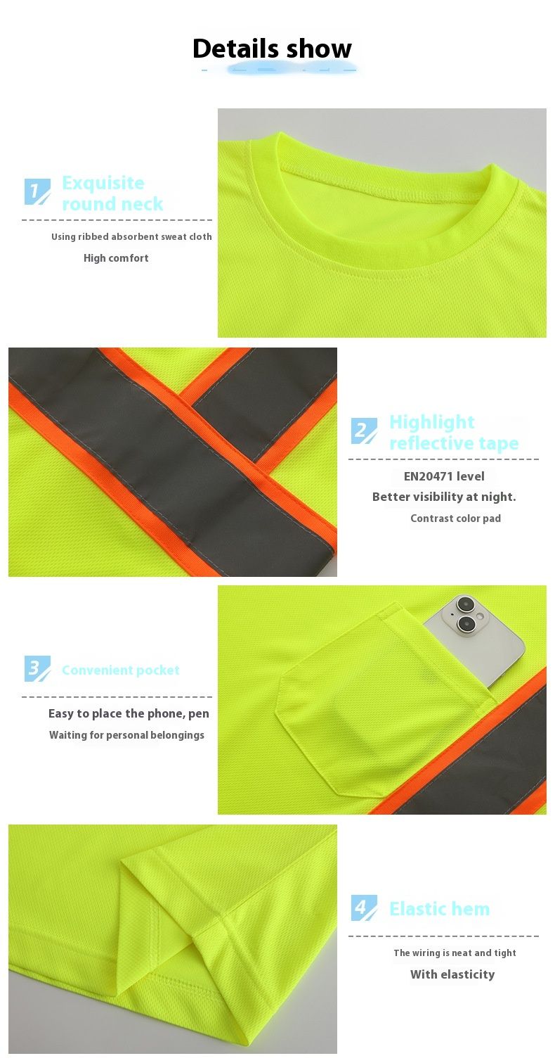 Reflecterend heren zomer comfortabel ademend T-shirt korte mouwen magazijn handg constructie reflecterend_voghion.com