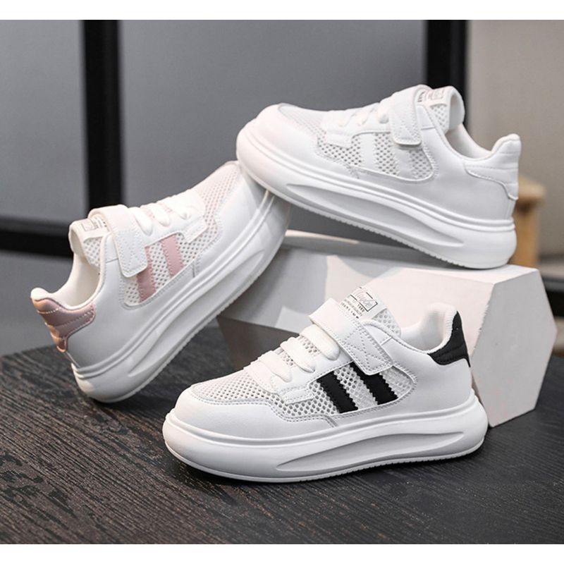 Boys Little White Shoes Girls White Sneakers Children's Board Shoes Kindergarten Primary School Children Running Shoes Mesh Breathable_voghion.com
