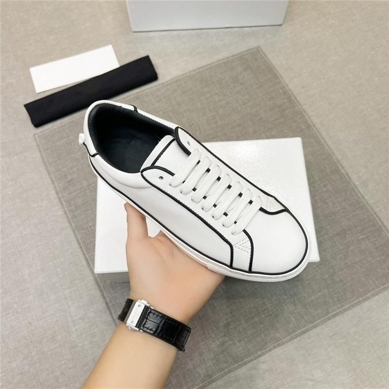 Zapatillas bajas Ji blancas a rayas de nuevo estilo, de piel auténtica, con cordones, modernas, versátiles, de la familia G, para hombre._voghion.com