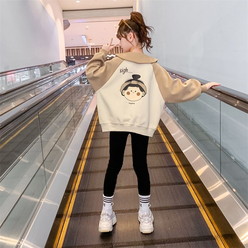 Felpa con cappuccio per bambine primavera 2024 nuovo stile, abbigliamento alla moda e di tendenza per bambini. Autunno famoso su Internet per bambine_voghion.com