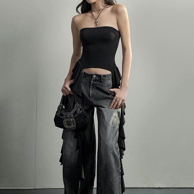 Women's sexy Spice ruffled shoulder wrap ur top_voghion.com