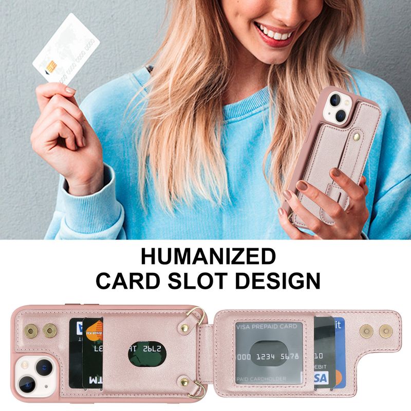 Étui bandoulière multifonctionnel en cuir TechGlobe pour iPhone 15, compatible avec iPhone 16, iPhone 14, 13 et Samsung._voghion.com