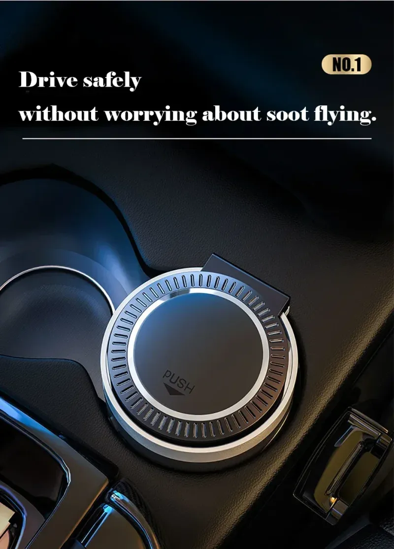 Posacenere per auto con luce a LED, posacenere universale in lega, tazza in alluminio, posacenere automatico senza fumo, portasigarette ignifugo_voghion.com