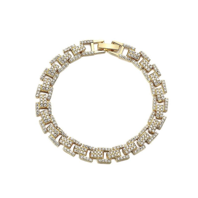 Nuovo braccialetto versatile di lusso leggero con catena cubana alla moda, zircone pieno, pietre preziose colorate, elegante braccialetto in rame micro intarsiato_voghion.com