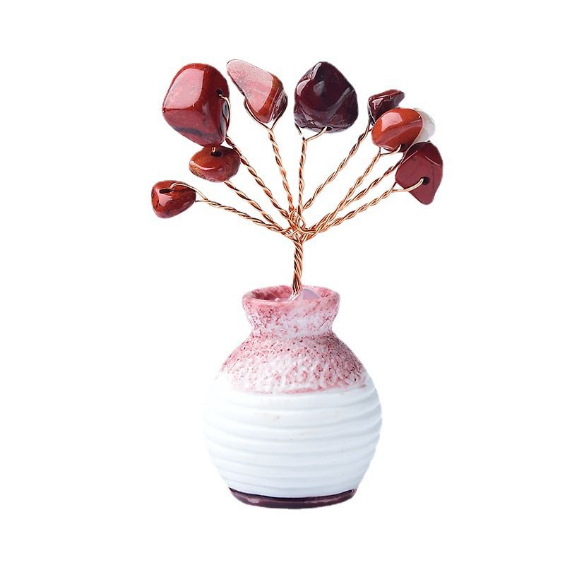 Mini Small Vase Crystal Cross-Border Desktop Ornament Handmade Amethyst Tree_voghion.com