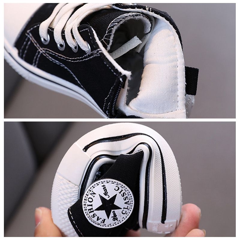SHLIANG Scarpe da ginnastica per bambini in tela alte con cerniera laterale, comode e traspiranti, con fondo morbido e antiscivolo, scarpe casual da tavola Y0036_voghion.com