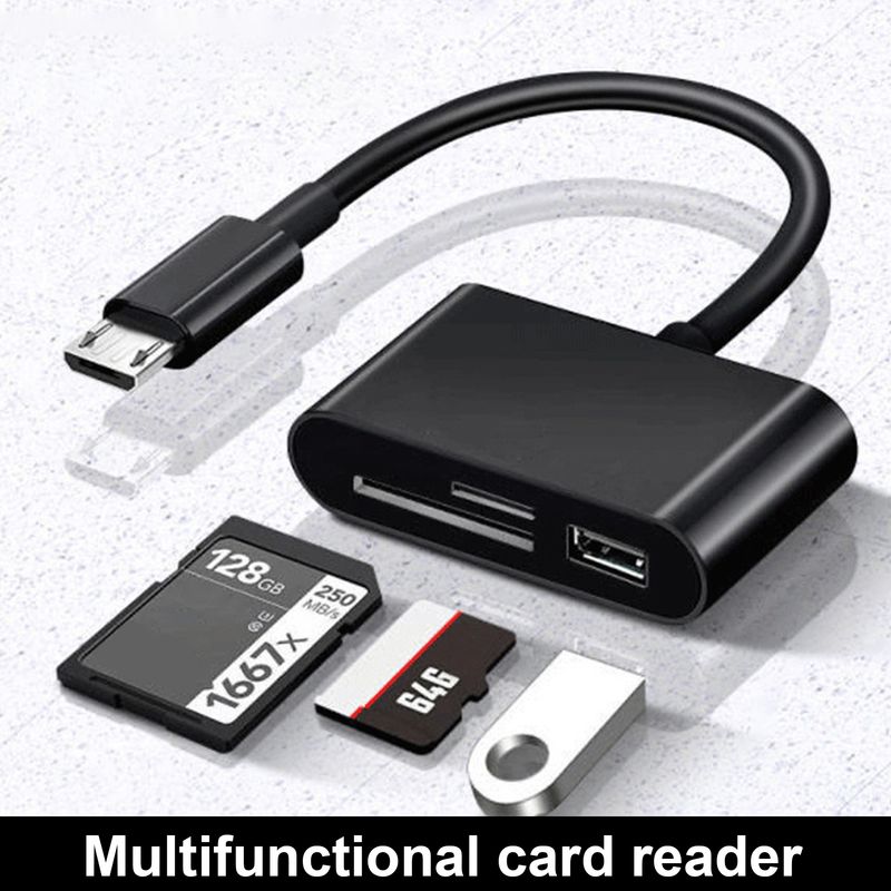 3-in-1 Multifunctional USB 2.0/Type-C U Disk TF Card Reader OTG Adapter for Mobile Phone_voghion.com