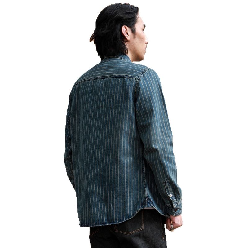 Camicia a maniche lunghe da uomo alla moda, a righe in denim, artistica e fresca, giacca casual primaverile e autunnale_voghion.com