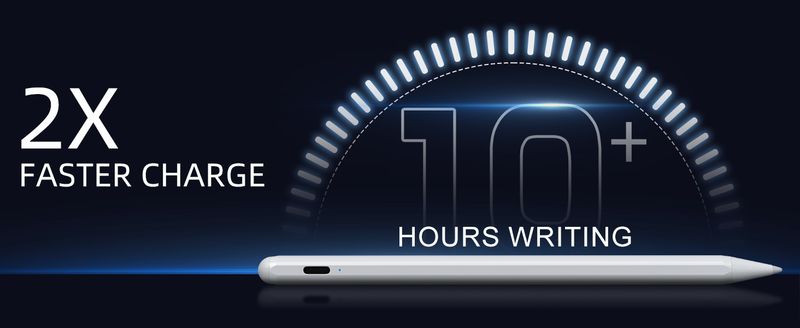 6.-11. Nesil Tabletler İçin Kalem - Apple iPad Pro 11"/12.9"/M4, iPad Air 3/4/5/M2/M3, iPad Mini 5/6 Nesil Beyaz ile Uyumlu 2 Hızlı Şarjlı Aktif Kalem_voghion.com