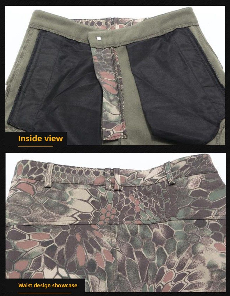 Bird Cold-Proof Soft Shell Jacket Men Hiking Waterproof Windproof Thickened Outdoor Warm Fleece Pants_voghion.com