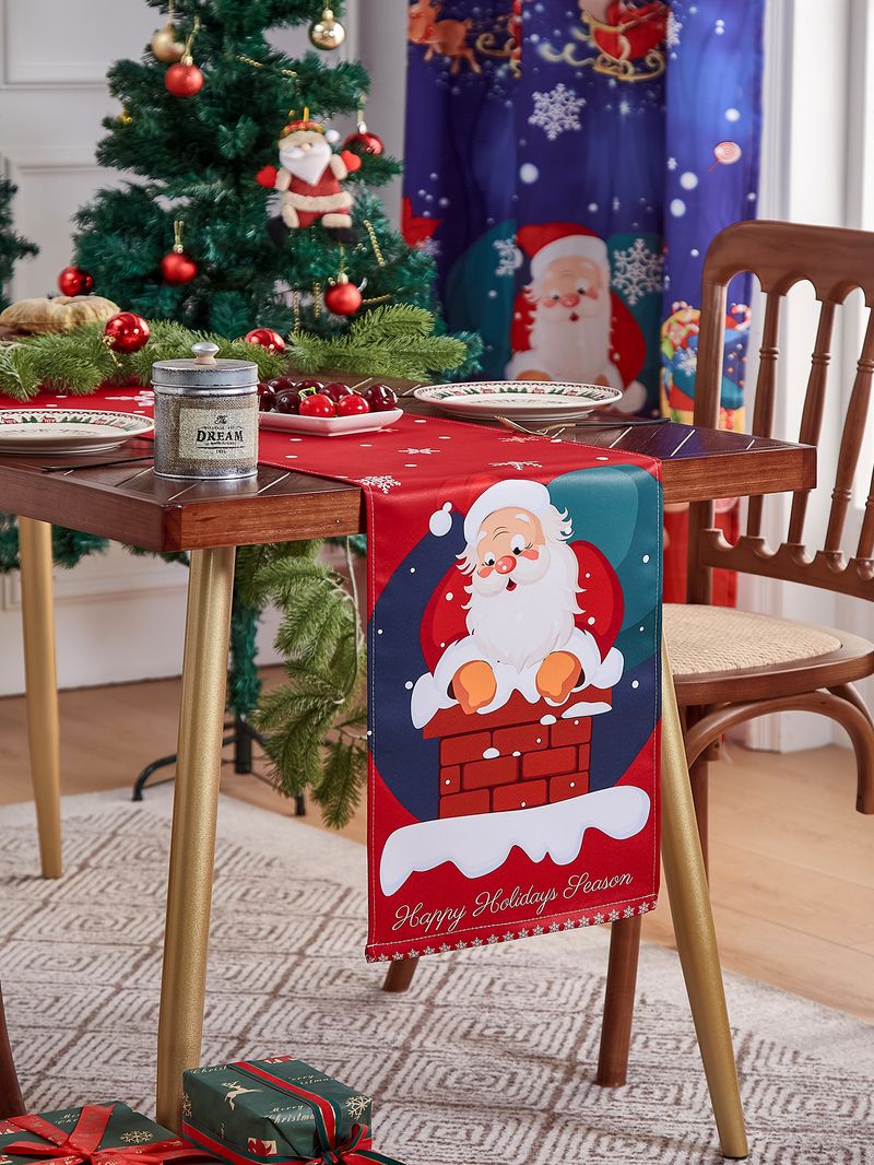 Christmas Santa Claus Printed Table Runner - Festive Holiday Decor For Dining Table, Coffee Table (30x210cm/30x290cm, Polyester)_voghion.com