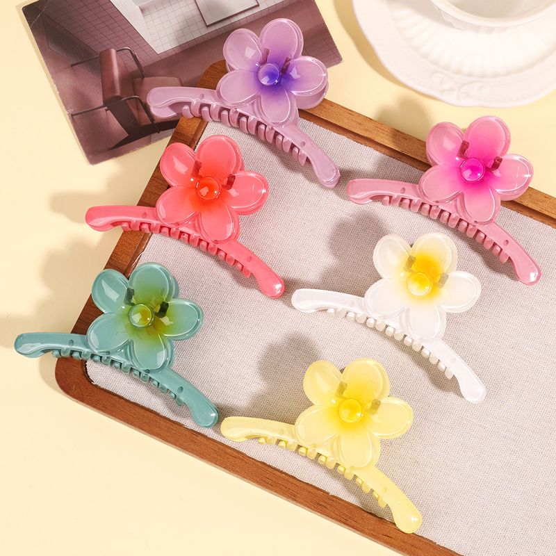 Fermaglio per capelli a forma di squalo con grande fiore a croce Plumeria Premium estivo - Accessorio per capelli con chignon posteriore_voghion.com