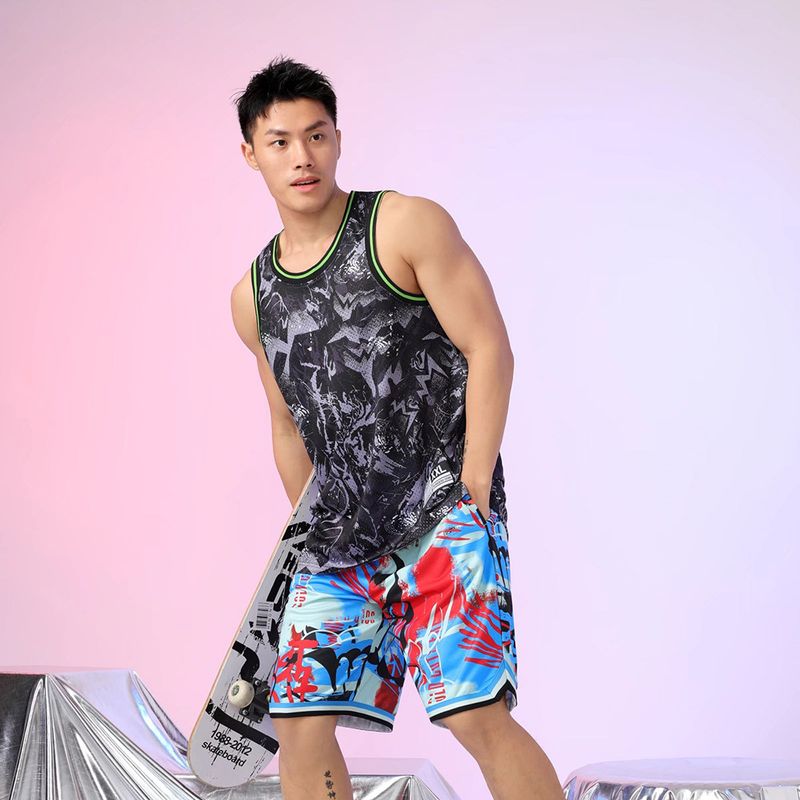 American Trendy Men's Summer Running Fitness Quick Drying Loose Sleeveless Fashion Basketball Tank Top_voghion.com