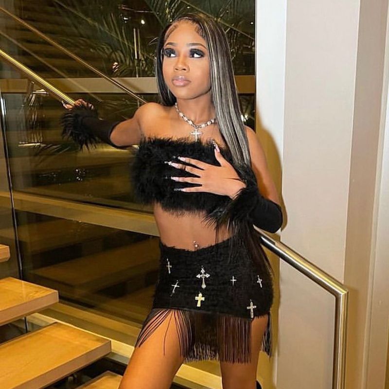 szexi, divatos, keresztbe nyomtatott, bojtos, szőrös szoknyák, női, dögös lányoknak, szexi, magas derekú, csípőre tekert, 2010-es évjáratú mini alsó, csípőnadrág_voghion.com