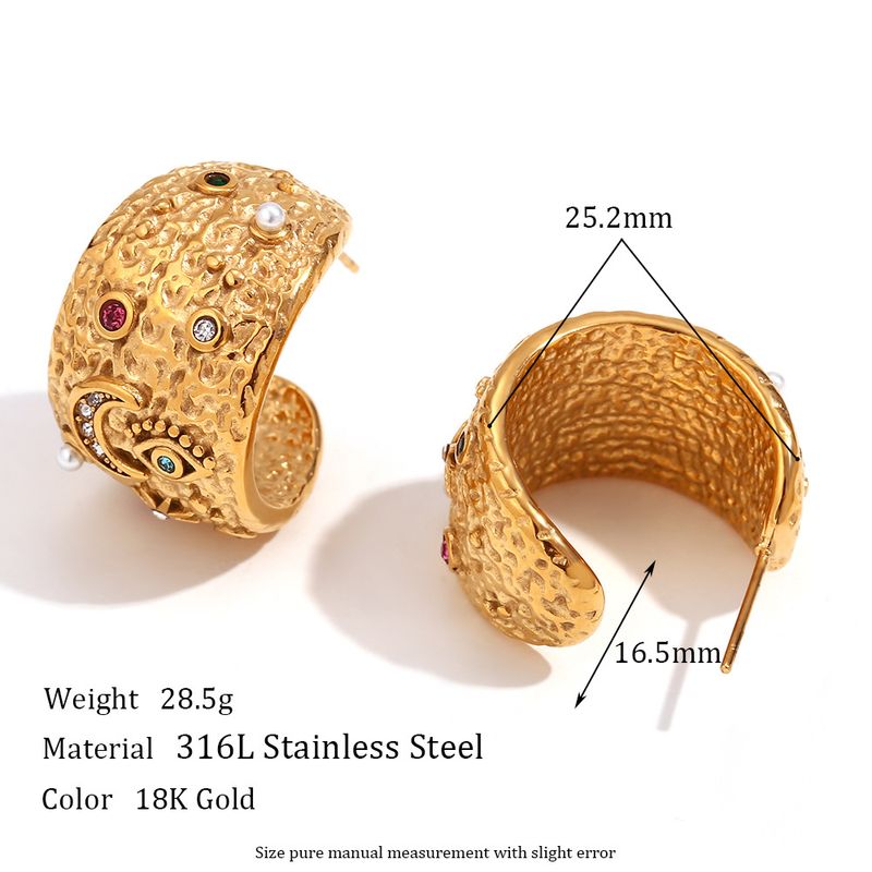 CELESTIALUMINANiche And Personalized Popular Earring And Ring Set, 18K Gold Plated, Micro-inlaid Star And Moon Round Necklace For Women_voghion.com