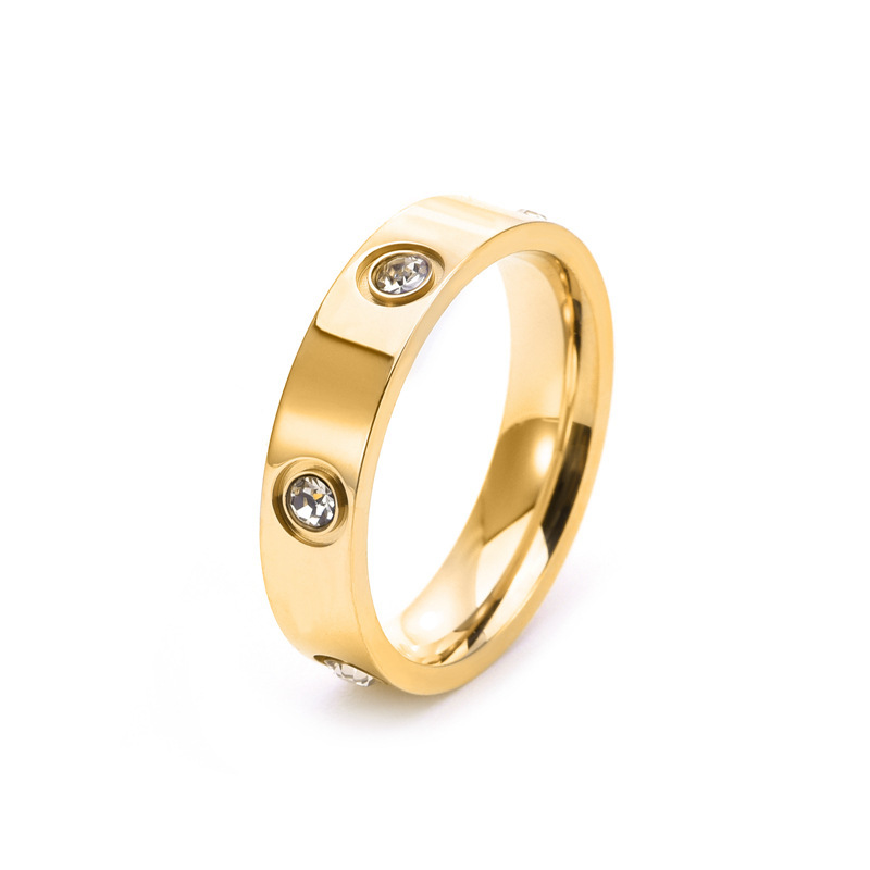 Kia Same Style Pair Six Set with Diamond Titanium Steel High Quality Couple Ring 5mm_voghion.com