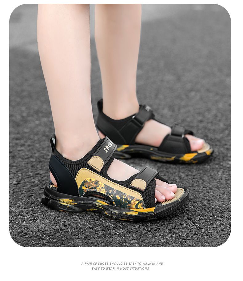 Scarpe per bambini Sandali per ragazzi 2024 estate nuovi sandali sportivi leggeri antiscivolo per bambini per bambini di media e grande taglia scarpe da spiaggia alla moda per ragazzi_voghion.com