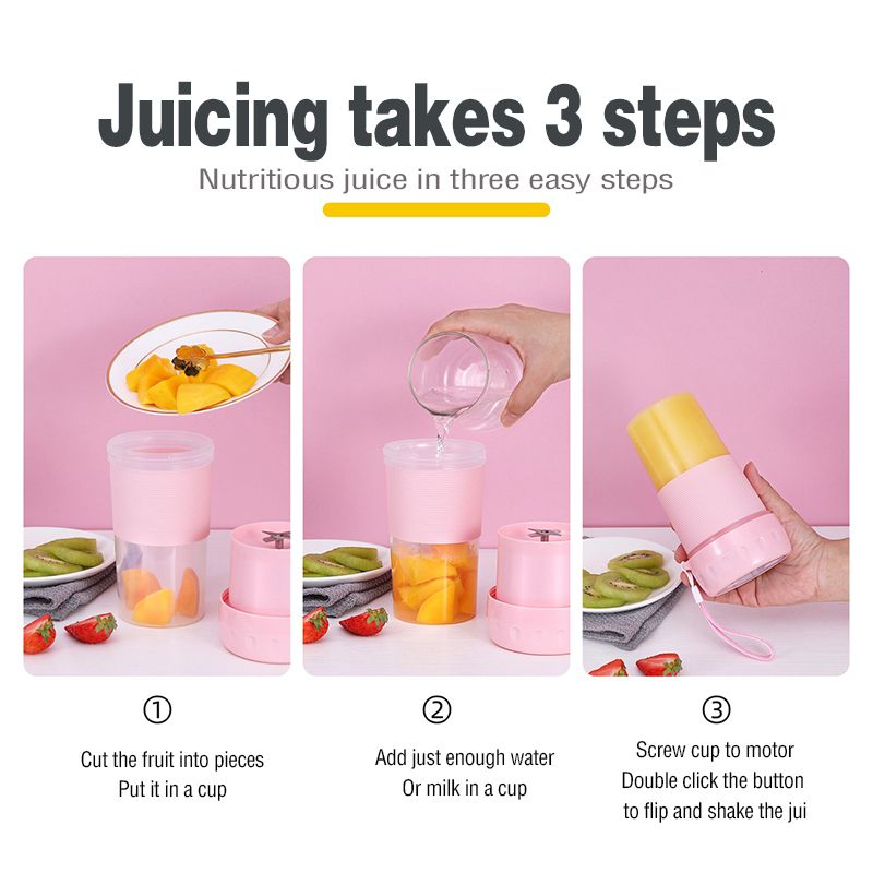 Tragbarer Mini-Entsafter, multifunktionaler Fruchtmilchshake-Becher, Entsafter, kabelloses Aufladen, Entsafterbecher, Frühstücks-Trinkbecher mit Seil_voghion.com