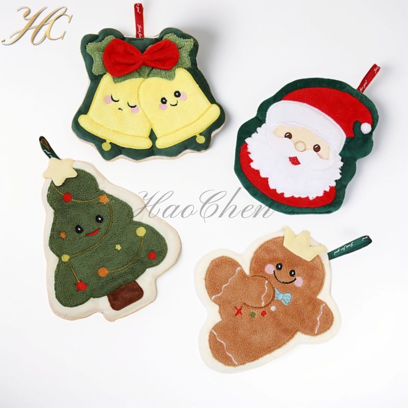 Lillian Christmas Hand Towel Source Factory Coral Fleece Kitchen Bathroom Hangable Absorbent Quick-Dry Handkerchief Cross-Border_voghion.com