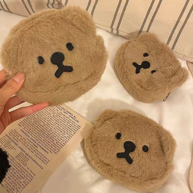 Simpatico portamonete a forma di orso di peluche, portatile, portaoggetti vario, porta auricolari, porta rossetto, piccolo porta carte ricamato_voghion.com