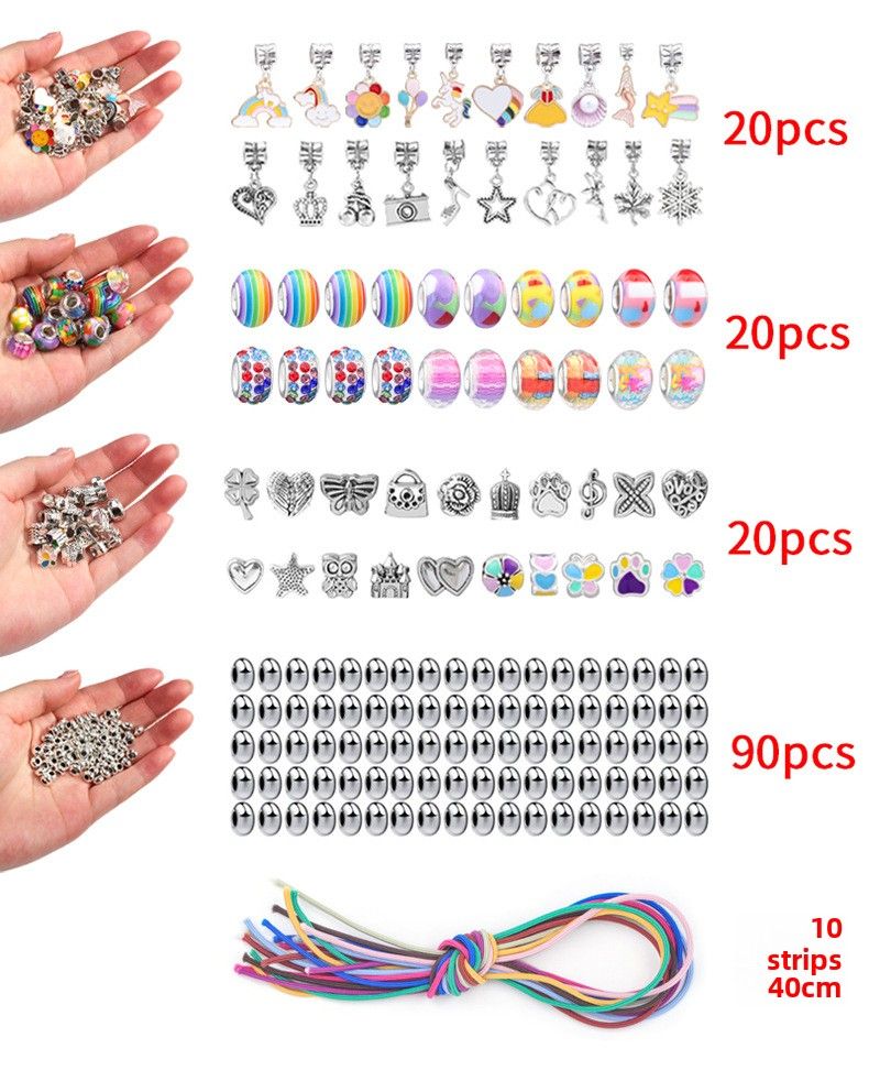 Farbe Kristall Perlen Kinder handgemachte DIY Perlen Armband Set Kinder Einhorn Schmuck Geschenk_voghion.com