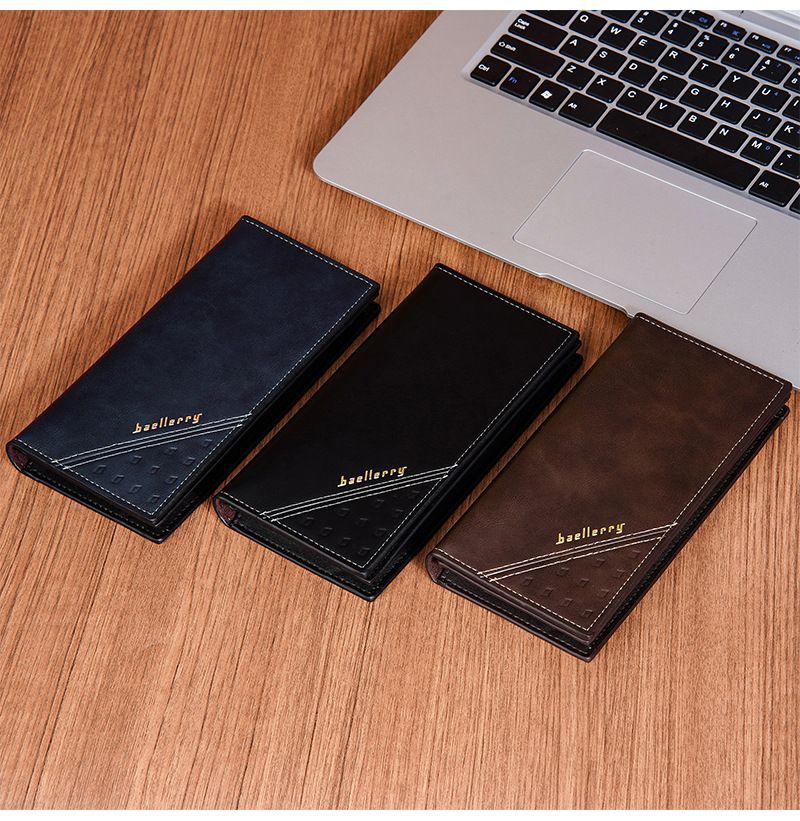 BAELLERRY New Men's Long Wallet European And American Business Style Multiple Card Slots RFID Theft Protection Made With Soft Leather Material_voghion.com