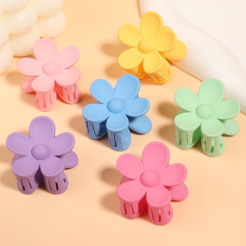 Spring/Summer New Sweet Candy Color Popcorn Scrunchie - Plush Back-of-Head Ponytail Holder + Small Floral Claw Clip Set_voghion.com