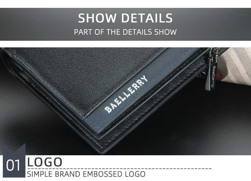 Portafoglio da uomo corto Baellerry business fibbia porta carte con cerniera portamonete verticale vendita calda_voghion.com