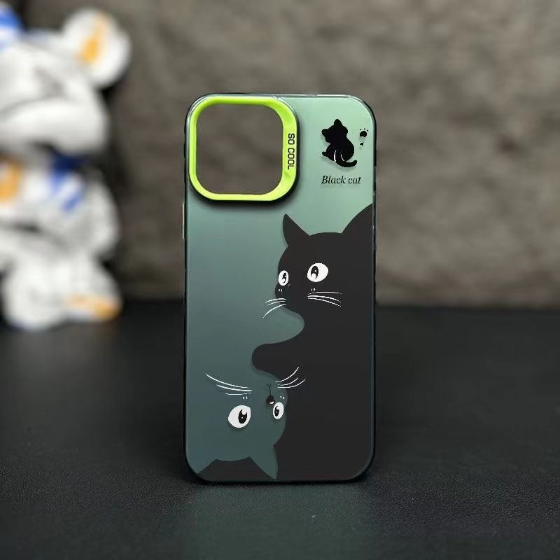 Art black cat is suitable for iphone16plus mobile phone case 15promax creative 14 new 13pro hard case 12_voghion.com