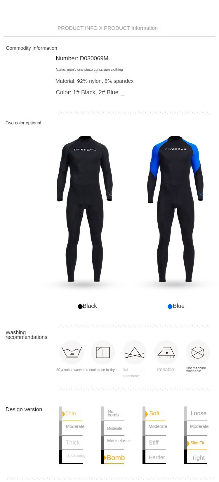 New wetsuit men's one-piece thin wetsuit snorkeling surfing sunscreen jellyfish quick-drying swimsuit_voghion.com