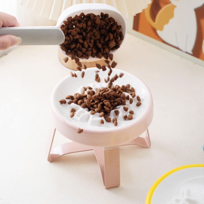 Ceramic Pet Neck Protection Anti-Choking Slow Feeder Cat Bowl Dog Food Dish_voghion.com
