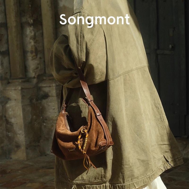 Borsa a tracolla Songmont Yamashita Arimatsu Trace Series Shallow Hobo in pelle conciata al vegetale, da donna_voghion.com