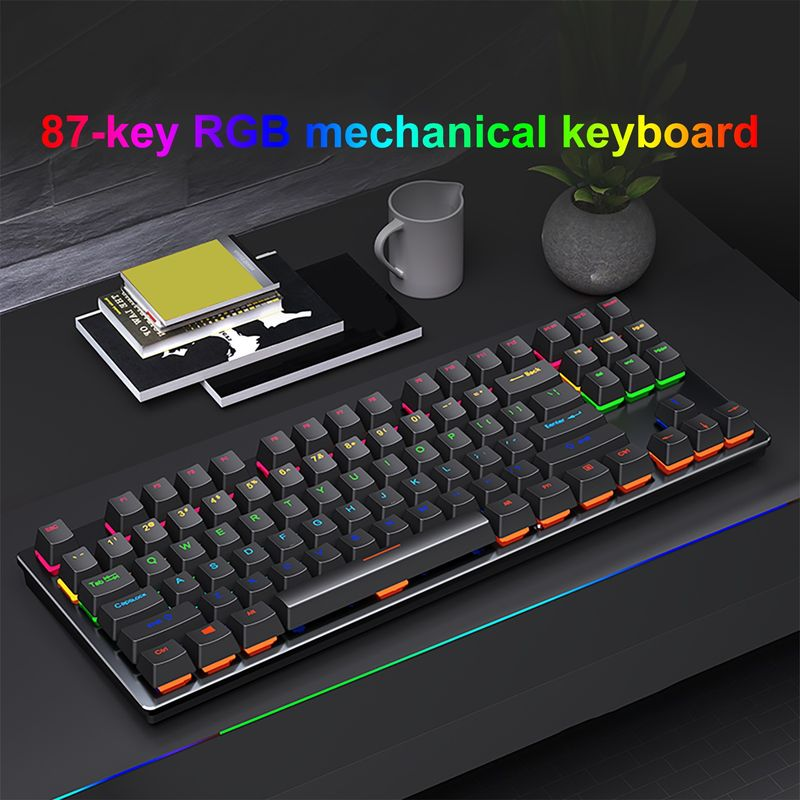 Farfi K550 Tastiera meccanica da gioco USB ergonomica non ritardata cablata con 87 tasti per ufficio_voghion.com