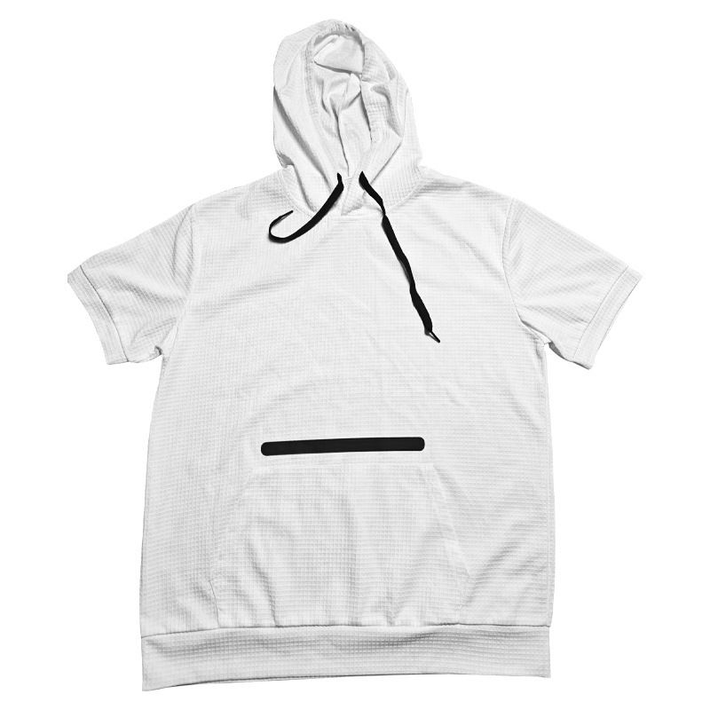 Maglietta estiva casual da uomo, con cappuccio e maniche corte, tinta unita_voghion.com