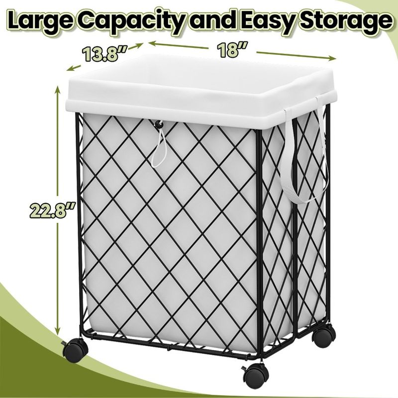 Metallo con telaio La lavabile e camere da letto per cesto ruote cesto lavanderia bagni rivestimento staccabile rotolamento adatto lavanderia_voghion.com