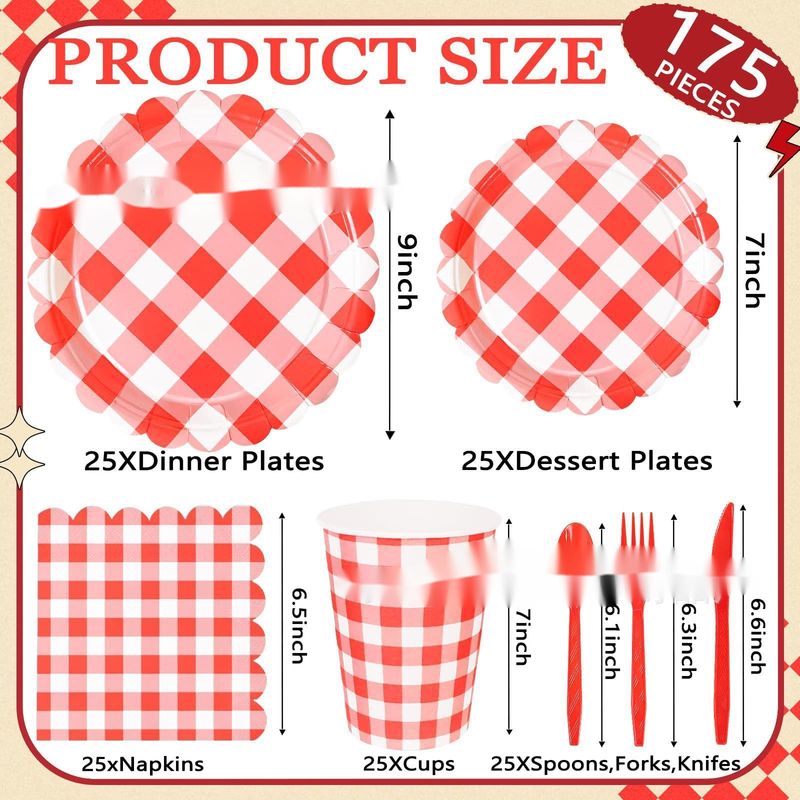 Neues Papiergitter mit gestreiften Randplatten für Partys, Einweggeschirr_voghion.com