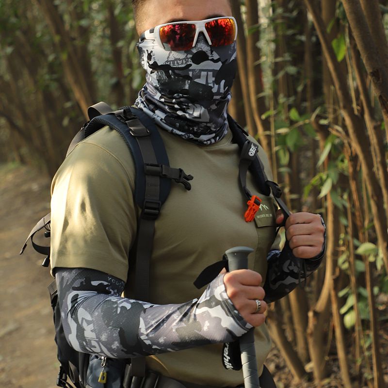 Outdoor UV Face Mask & Neck Gaiter Set - Breathable Ice Silk Arm Sleeves For Hiking Fishing & Sun Protection_voghion.com
