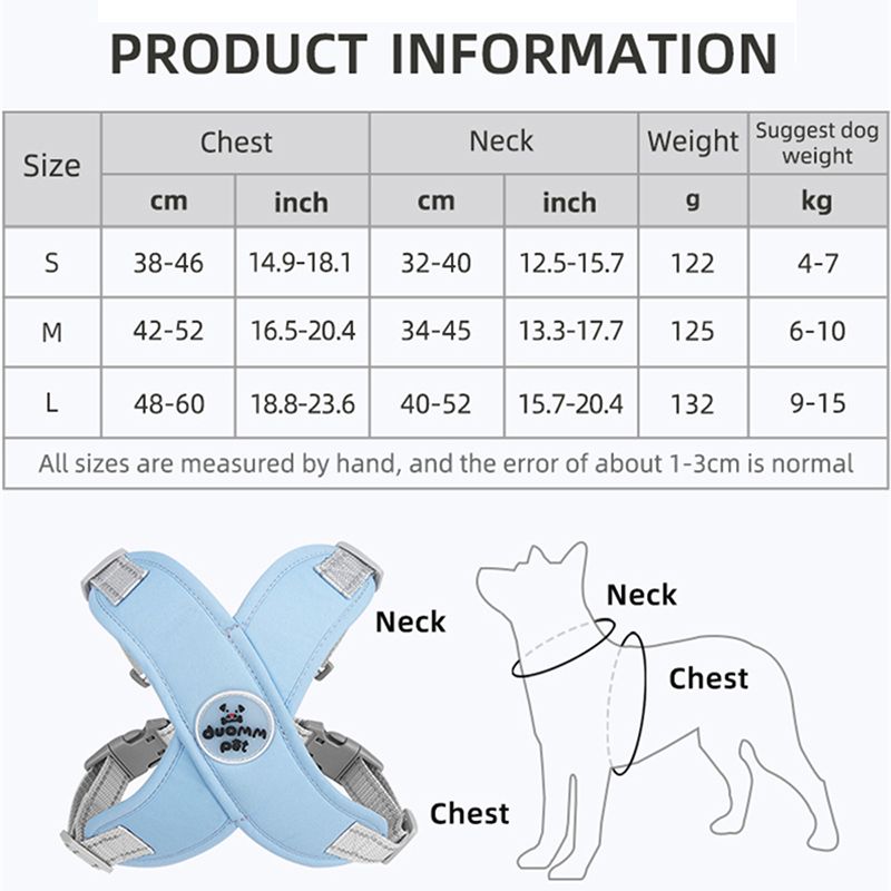 X-shaped Dog Harness, Meidum Vest Set Small Dogs, Leash, Reflective Chest For Puppies And Cats, Breathable Mesh Straps By PawParty Store_voghion.com