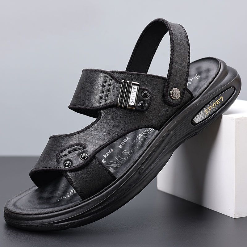 Summer Trendy Beach Casual Oversized Leather Sandals Men's Shoes 48 Size 47_voghion.com