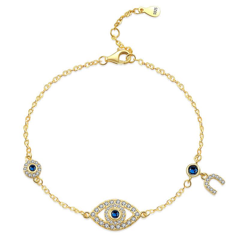 Braccialetto di lusso in argento puro con diamanti e luce, serie Demon Eye, per donna, stile Ins, molto venduto_voghion.com