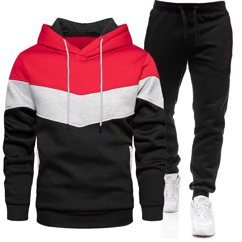 Conjunto deportivo de dos piezas para hombre, otoño/invierno 2024, con capucha, pantalones holgados y a juego, placa lisa_voghion.com