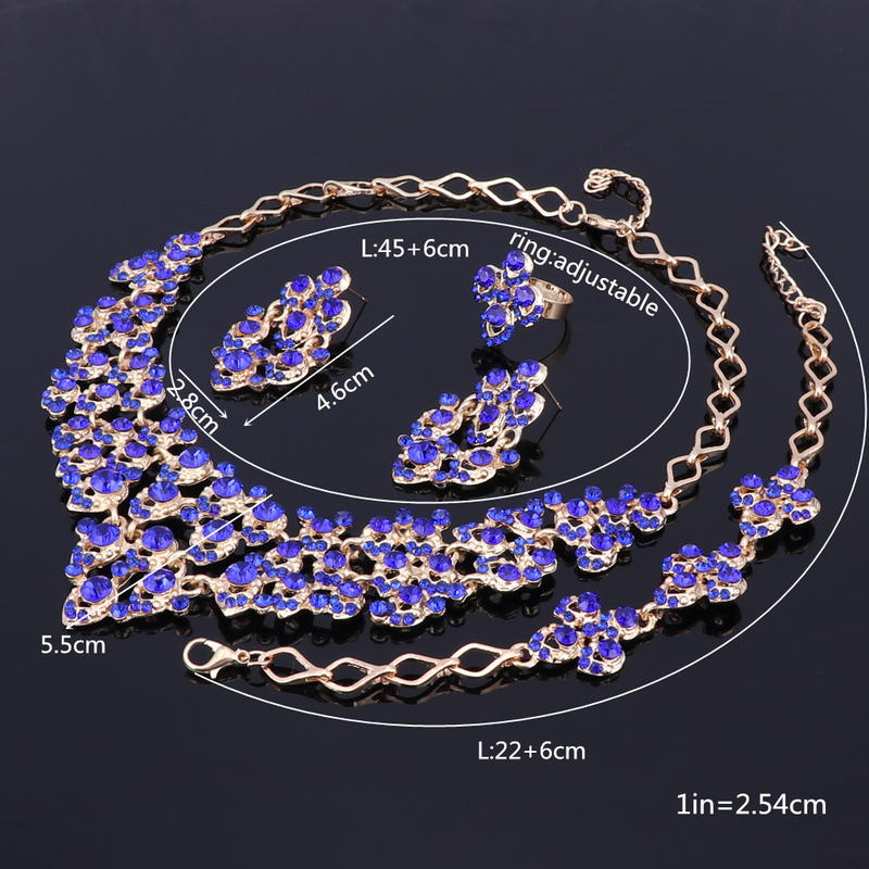 AB Farbe Kristall Braut Schmuck Sets Dubai Gold Farbe Mode Hochzeit Schmuck Halskette Armband Ohrringe Ring Sets_voghion.com