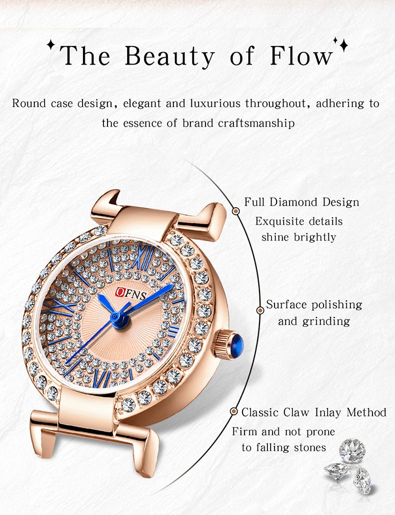 Elegante Damen-Quarzuhr mit Diamantlünette, wasserdicht, rundes Zifferblatt, Edelstahlverschluss, modische und zierliche runde kompakte Quarzuhr_voghion.com