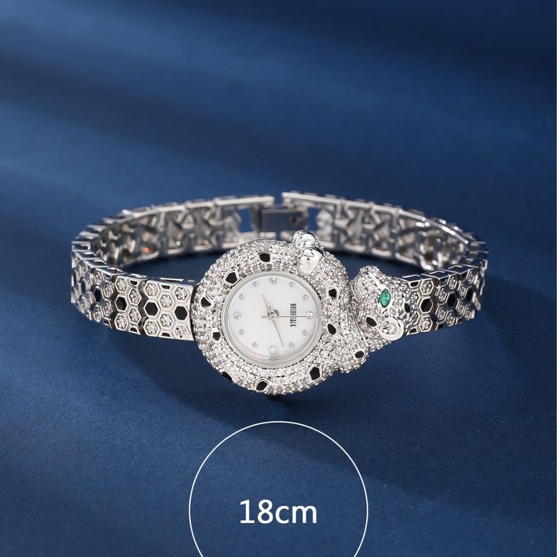 Orologio da polso di lusso con diamanti, smalto nero, intarsio completo, modello leopardato, per donna_voghion.com