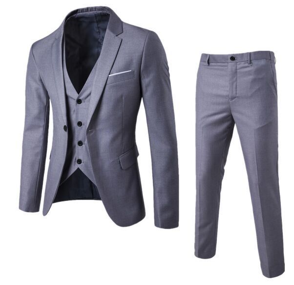 CT Bräutigam Smoking Set Hochzeit Schwarz Formal High-End Herren Dreiteiliger Anzug_voghion.com