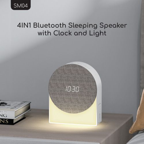 Nuovo monitor slp multifunzionale rumoroso, spakr Blutooth, tessuto, piccola luce notturna con sveglia temporizzata, bianco_voghion.com